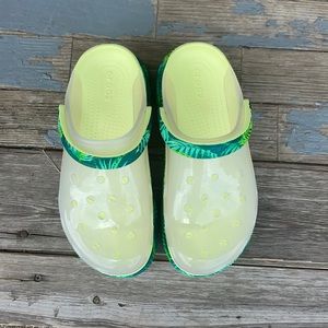 Tropical see through platform crocs
